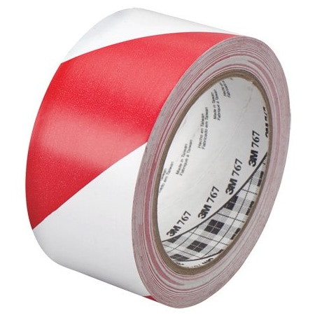 3M 2'' x 36 yds. Red/White 3M 767 Striped Vinyl Tape, 24PK BUY00022929